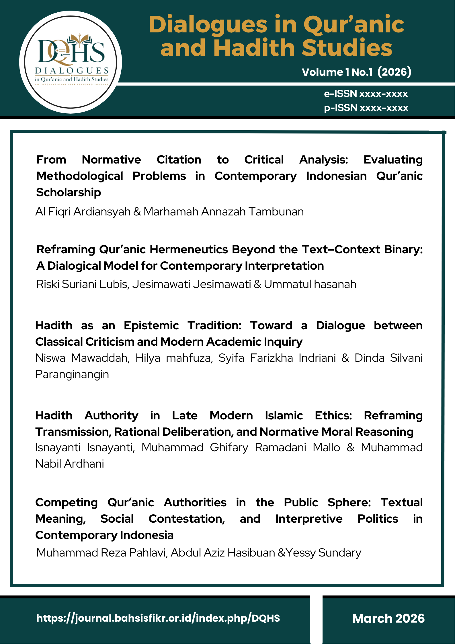 Tsiqah: Jurnal Studi Hadis dan Tradisi Kenabian Journal Cover